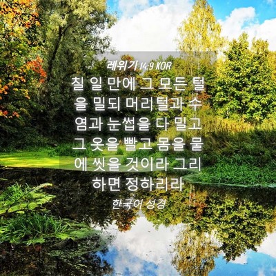 Picture 04 - 레위기 14:9 KOR - 칠 일 만에 그 모든 털을 밀되 - Bible Verse Picture