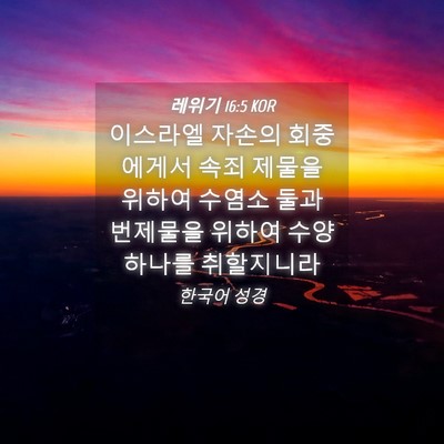 Picture 04 - 레위기 16:5 KOR - 이스라엘 자손의 회중에게서 속죄 - Bible Verse Picture