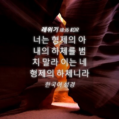 Picture 04 - 레위기 18:16 KOR - 너는 형제의 아내의 하체를 범치 - Bible Verse Picture