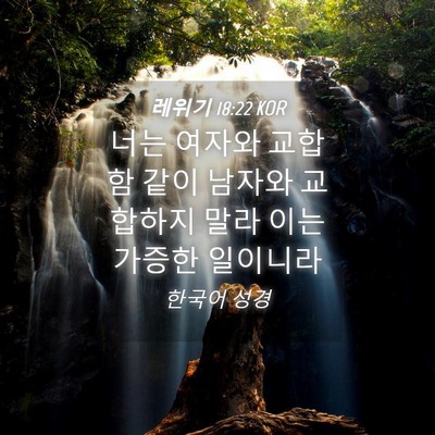 Picture 04 - 레위기 18:22 KOR - 너는 여자와 교합함 같이 남자와 - Bible Verse Picture
