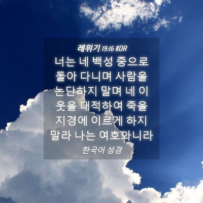 Picture 04 - 레위기 19:16 KOR - 너는 네 백성 중으로 돌아 다니며 - Bible Verse Picture