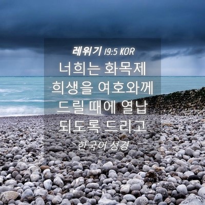Picture 04 - 레위기 19:5 KOR - 너희는 화목제 희생을 여호와께 드릴 - Bible Verse Picture