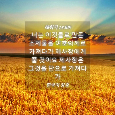 Picture 04 - 레위기 2:8 KOR - 너는 이것들로 만든 소제물을 - Bible Verse Picture