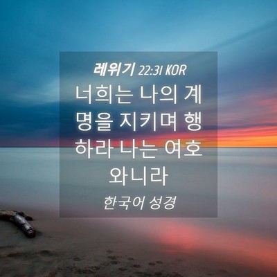 Picture 04 - 레위기 22:31 KOR - 너희는 나의 계명을 지키며 행하라 - Bible Verse Picture