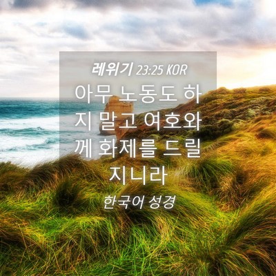 Picture 04 - 레위기 23:25 KOR - 아무 노동도 하지 말고 여호와께 - Bible Verse Picture