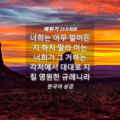 Picture 04 - 레위기 23:31 KOR - 너희는 아무 일이든지 하지 말라 - Bible Verse Picture