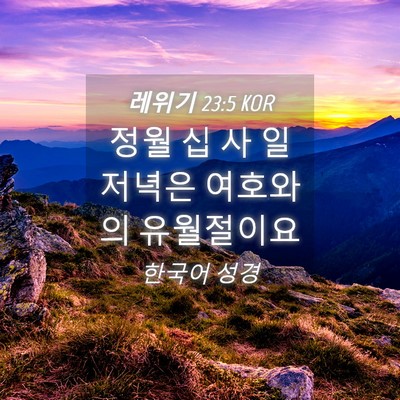 Picture 04 - 레위기 23:5 KOR - 정월 십 사 일 저녁은 여호와의 - Bible Verse Picture