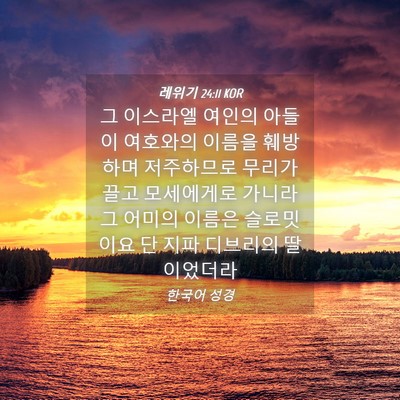Picture 04 - 레위기 24:11 KOR - 그 이스라엘 여인의 아들이 여호와의 - Bible Verse Picture
