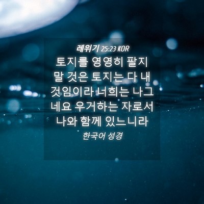 Picture 04 - 레위기 25:23 KOR - 토지를 영영히 팔지 말 것은 토지는 - Bible Verse Picture