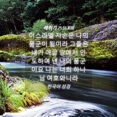 Picture 04 - 레위기 25:55 KOR - 이스라엘 자손은 나의 품군이 됨이라 - Bible Verse Picture