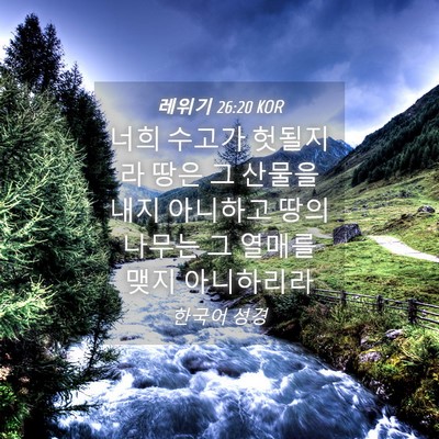 Picture 04 - 레위기 26:20 KOR - 너희 수고가 헛될지라 땅은 그 - Bible Verse Picture