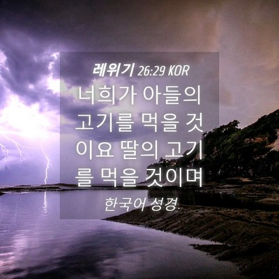 Picture 04 - 레위기 26:29 KOR - 너희가 아들의 고기를 먹을 것이요 - Bible Verse Picture