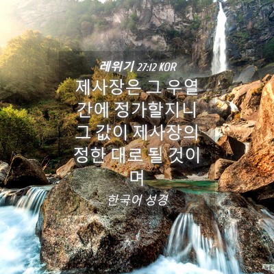 Picture 04 - 레위기 27:12 KOR - 제사장은 그 우열간에 정가할지니 그 - Bible Verse Picture