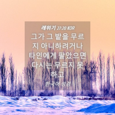 Picture 04 - 레위기 27:20 KOR - 그가 그 밭을 무르지 아니하려거나 - Bible Verse Picture