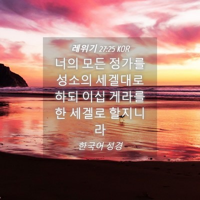 Picture 04 - 레위기 27:25 KOR - 너의 모든 정가를 성소의 세겔대로 - Bible Verse Picture