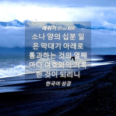 Picture 04 - 레위기 27:32 KOR - 소나 양의 십분 일은 막대기 아래로 - Bible Verse Picture