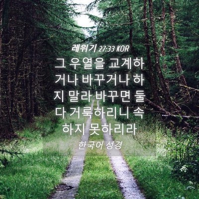 Picture 04 - 레위기 27:33 KOR - 그 우열을 교계하거나 바꾸거나 하지 - Bible Verse Picture