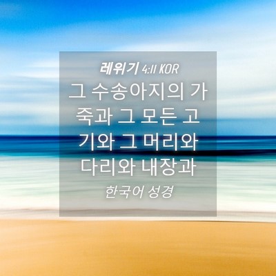 Picture 04 - 레위기 4:11 KOR - 그 수송아지의 가죽과 그 모든 - Bible Verse Picture