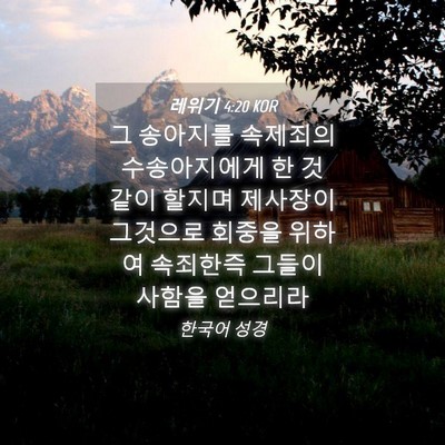 Picture 04 - 레위기 4:20 KOR - 그 송아지를 속제죄의 수송아지에게 - Bible Verse Picture