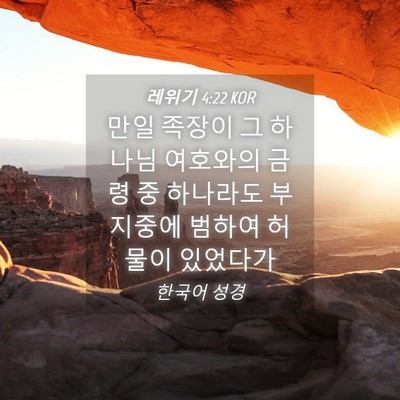 Picture 04 - 레위기 4:22 KOR - 만일 족장이 그 하나님 여호와의 - Bible Verse Picture