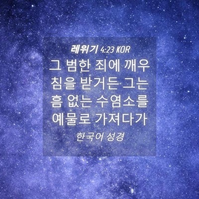 Picture 04 - 레위기 4:23 KOR - 그 범한 죄에 깨우침을 받거든 그는 - Bible Verse Picture