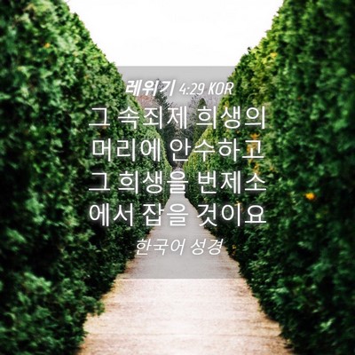 Picture 04 - 레위기 4:29 KOR - 그 속죄제 희생의 머리에 안수하고 - Bible Verse Picture