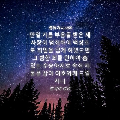 Picture 04 - 레위기 4:3 KOR - 만일 기름 부음을 받은 제사장이 - Bible Verse Picture
