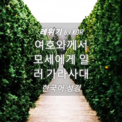 Picture 04 - 레위기 6:1 KOR - 여호와께서 모세에게 일러 - Bible Verse Picture
