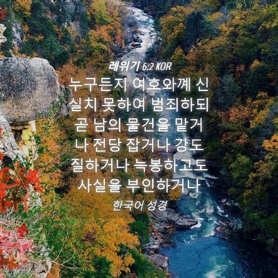 Picture 04 - 레위기 6:2 KOR - 누구든지 여호와꼐 신실치 못하여 - Bible Verse Picture