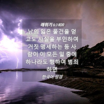 Picture 04 - 레위기 6:3 KOR - 남의 잃은 물건을 얻고도 사실을 - Bible Verse Picture