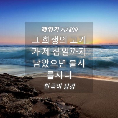 Picture 04 - 레위기 7:17 KOR - 그 희생의 고기가 제 삼일까지 - Bible Verse Picture