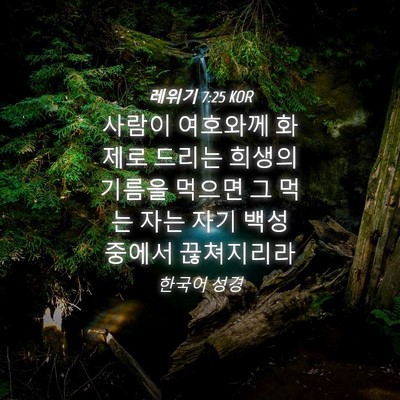 Picture 04 - 레위기 7:25 KOR - 사람이 여호와께 화제로 드리는 - Bible Verse Picture