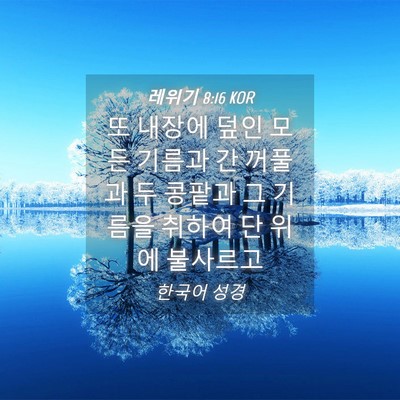 Picture 04 - 레위기 8:16 KOR - 또 내장에 덮인 모든 기름과 간 - Bible Verse Picture