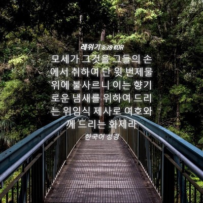 Picture 04 - 레위기 8:28 KOR - 모세가 그것을 그들의 손에서 취하여 - Bible Verse Picture