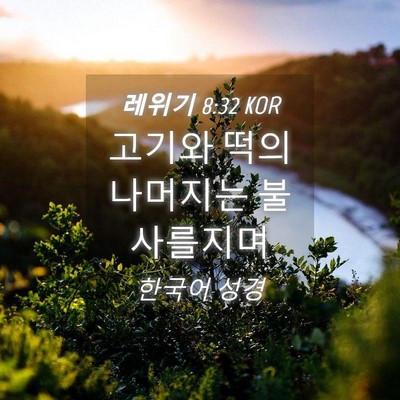 Picture 04 - 레위기 8:32 KOR - 고기와 떡의 나머지는 - Bible Verse Picture