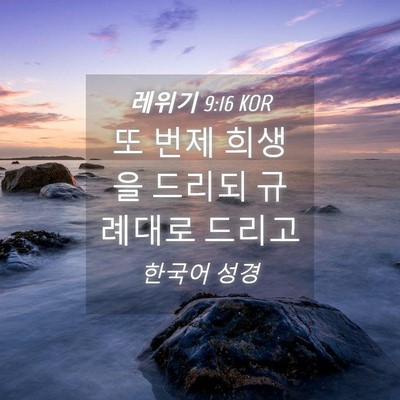 Picture 04 - 레위기 9:16 KOR - 또 번제 희생을 드리되 규례대로 - Bible Verse Picture