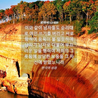 Picture 04 - 로마서 1:27 KOR - 이와 같이 남자들도 순리대로 여인 - Bible Verse Picture