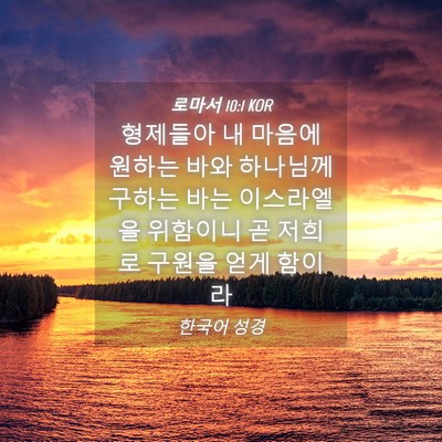 Picture 04 - 로마서 10:1 KOR - 형제들아 내 마음에 원하는 바와 - Bible Verse Picture