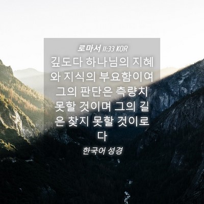 Picture 04 - 로마서 11:33 KOR - 깊도다 하나님의 지혜와 지식의 - Bible Verse Picture