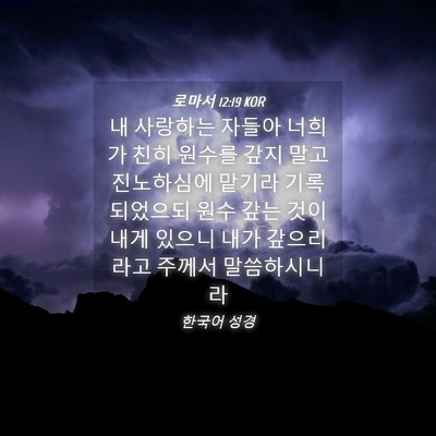 Picture 04 - 로마서 12:19 KOR - 내 사랑하는 자들아 너희가 친히 - Bible Verse Picture