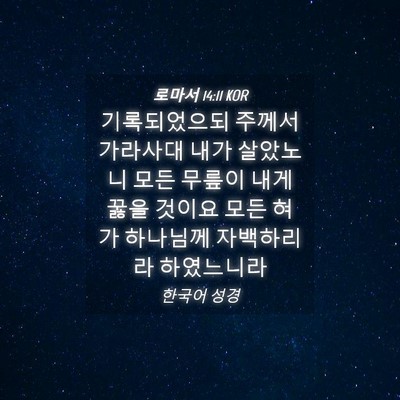 Picture 04 - 로마서 14:11 KOR - 기록되었으되 주께서 가라사대 내가 - Bible Verse Picture