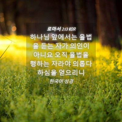 Picture 04 - 로마서 2:13 KOR - 하나님 앞에서는 율법을 듣는 자가 - Bible Verse Picture