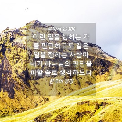 Picture 04 - 로마서 2:3 KOR - 이런 일을 행하는 자를 판단하고도 - Bible Verse Picture