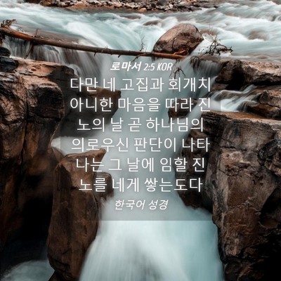 Picture 04 - 로마서 2:5 KOR - 다만 네 고집과 회개치 아니한 - Bible Verse Picture