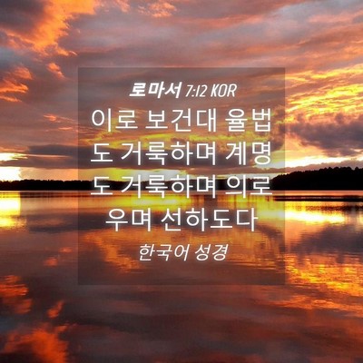 Picture 04 - 로마서 7:12 KOR - 이로 보건대 율법도 거룩하며 계명도 - Bible Verse Picture