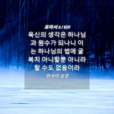 Picture 04 - 로마서 8:7 KOR - 육신의 생각은 하나님과 원수가 - Bible Verse Picture