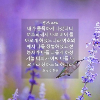 Picture 04 - 룻기 1:21 KOR - 내가 풍족하게 나갔더니 여호와께서 - Bible Verse Picture