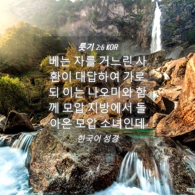 Picture 04 - 룻기 2:6 KOR - 베는 자를 거느린 사환이 대답하여 - Bible Verse Picture