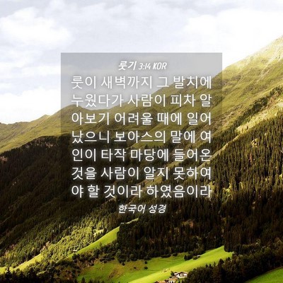 Picture 04 - 룻기 3:14 KOR - 룻이 새벽까지 그 발치에 누웠다가 - Bible Verse Picture