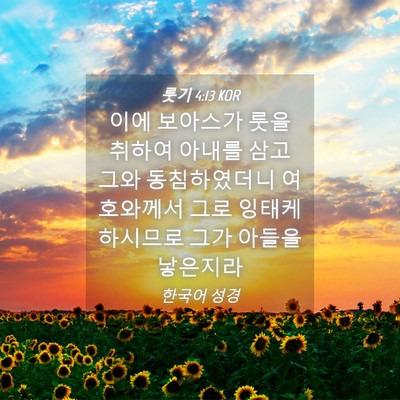 Picture 04 - 룻기 4:13 KOR - 이에 보아스가 룻을 취하여 아내를 - Bible Verse Picture